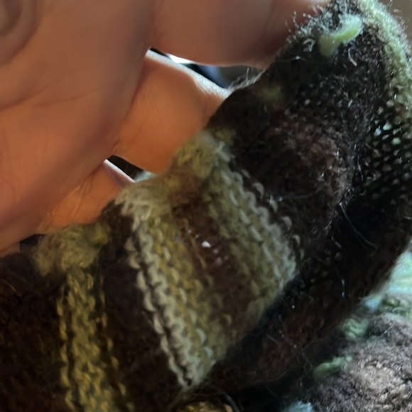 Handmade by Seller Poncho, Kimono One Size Fits Most Green, Brown Stripe - Picture 10 of 11